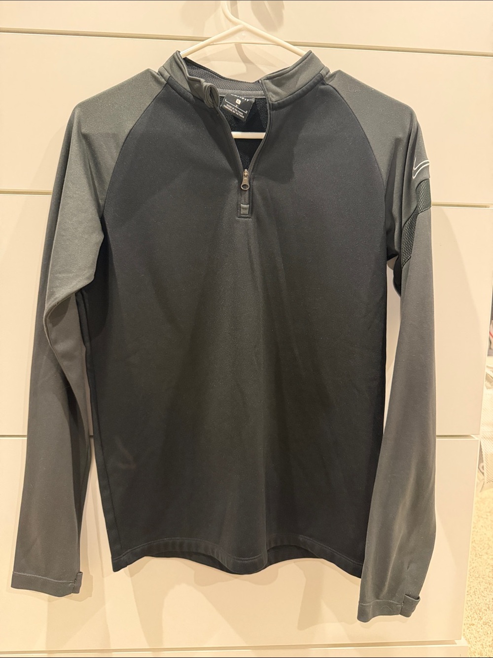Nike Women's Black and Gray Quarter-Zip Training Top